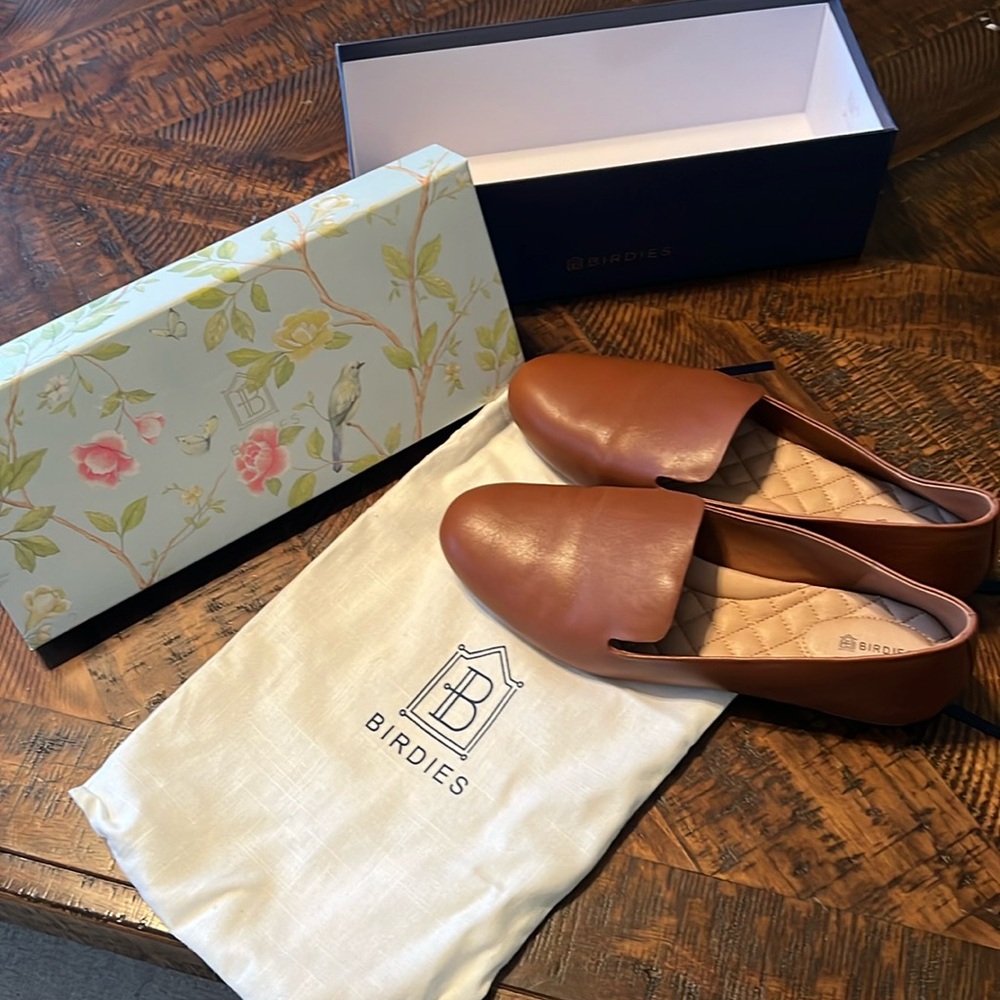 Birdies The Starling cognac leather loafer flats.